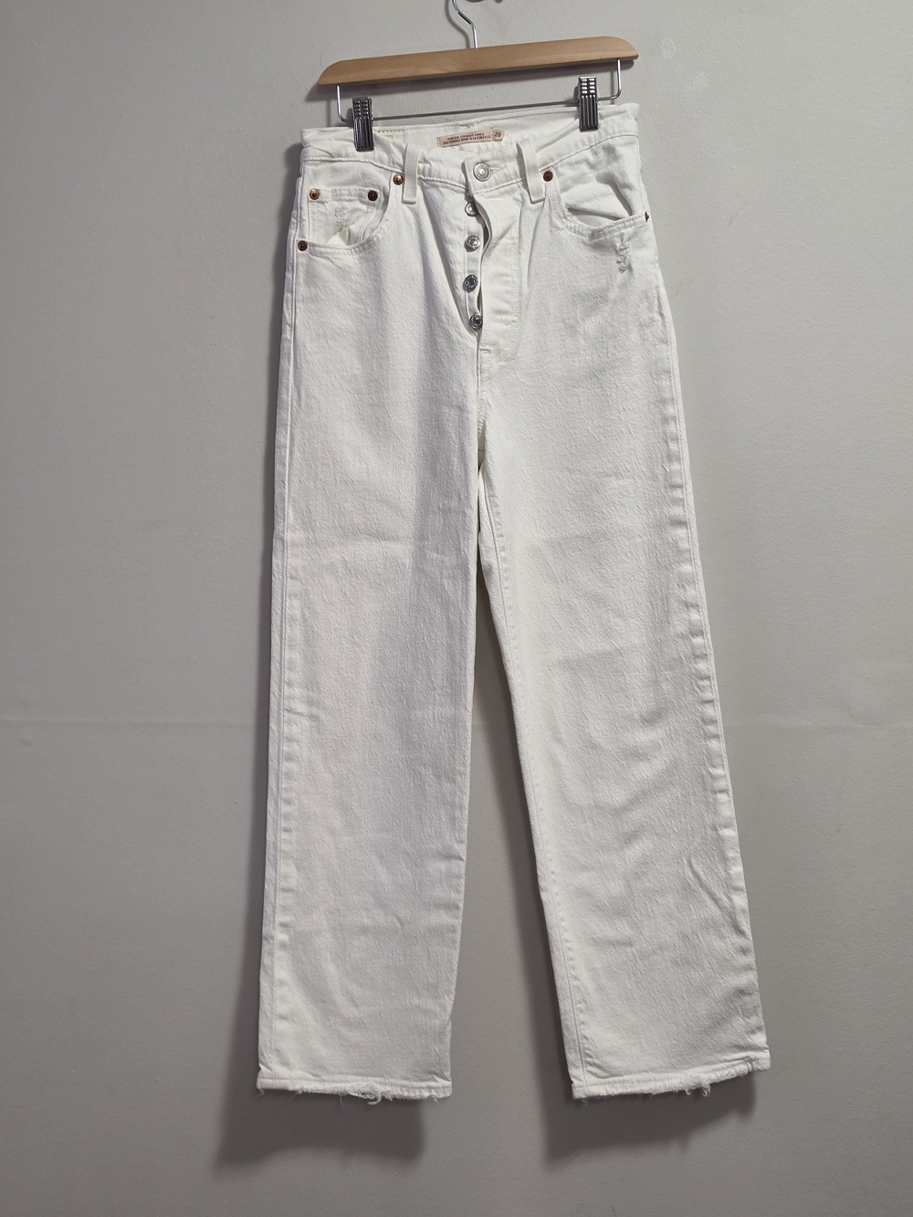 Levi's White Ribcage Straight-ankle  Button-Fly Jeans